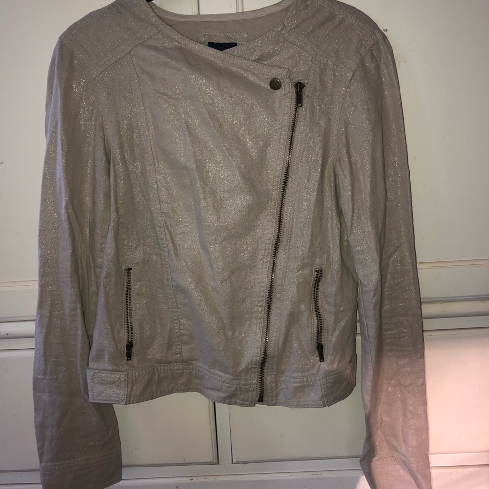 Tan shimmer casual jacket